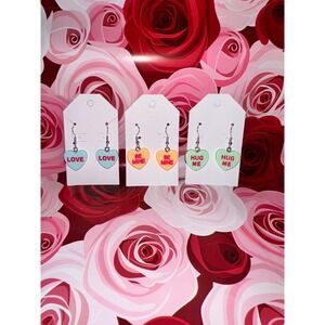 Conversation Heart Earrings‎ Love Be Mine Hug Me Valentines Day